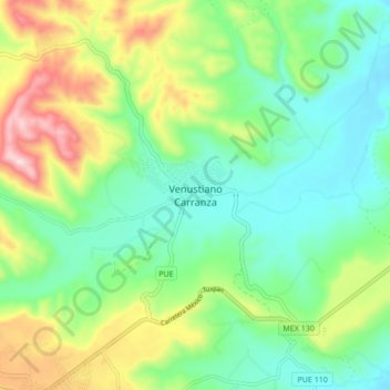 Venustiano Carranza地形图、海拔、地势
