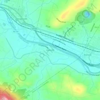 Unionville地形图、海拔、地势