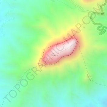 Cerro Baúl地形图、海拔、地势
