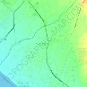 Curva de Sun地形图、海拔、地势