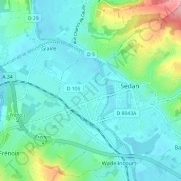 Torcy地形图、海拔、地势