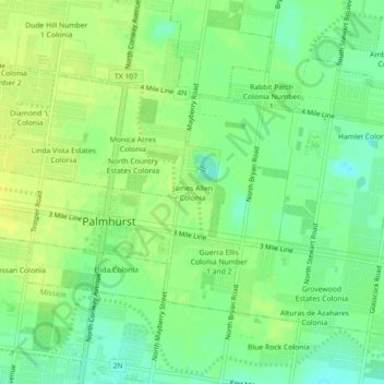 James Allen Colonia地形图、海拔、地势