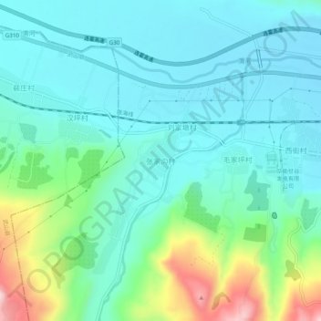 张家沟村地形图、海拔、地势