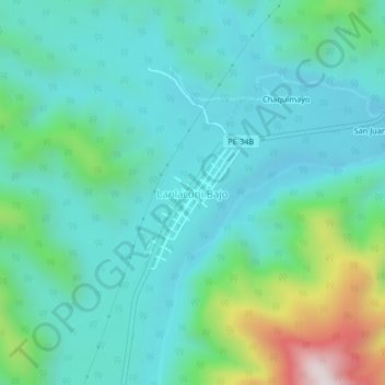 Lanlacuni Bajo地形图、海拔、地势