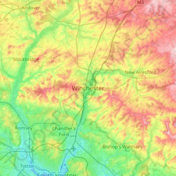 Winchester地形图、海拔、地势