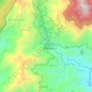 Pan-ngat地形图、海拔、地势