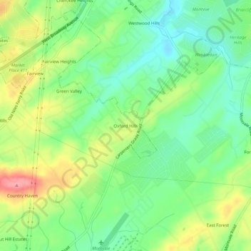 Oxford Hills地形图、海拔、地势