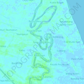 Tanjung Tualang地形图、海拔、地势
