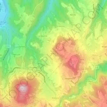 Arzilhac地形图、海拔、地势