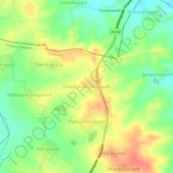 Gandharamakulapalli地形图、海拔、地势