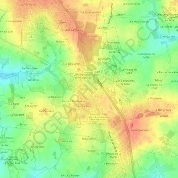 Montgerval地形图、海拔、地势