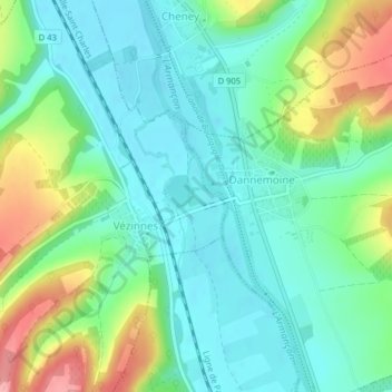 Pre Boudray地形图、海拔、地势