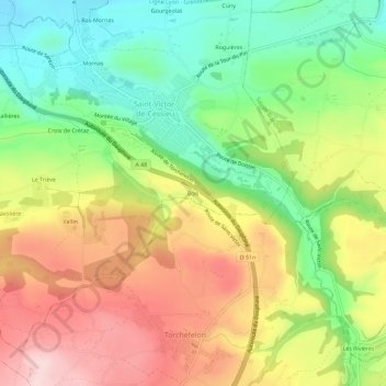 Bois地形图、海拔、地势