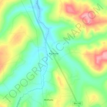 Rio Preto地形图、海拔、地势