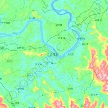 合江县地形图、海拔、地势