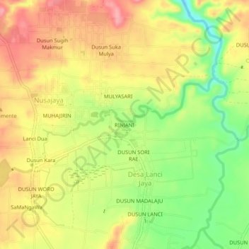 RINJANI地形图、海拔、地势