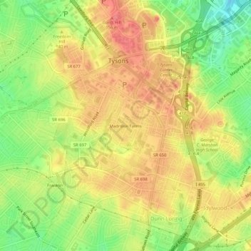 Madrillon Farms地形图、海拔、地势