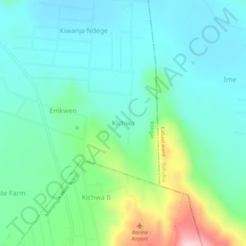 Kichwa地形图、海拔、地势