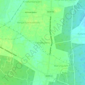 Vadakkupattu地形图、海拔、地势