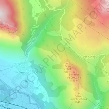 Pas de Toulzan地形图、海拔、地势