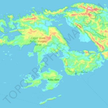 Waigeo地形图、海拔、地势