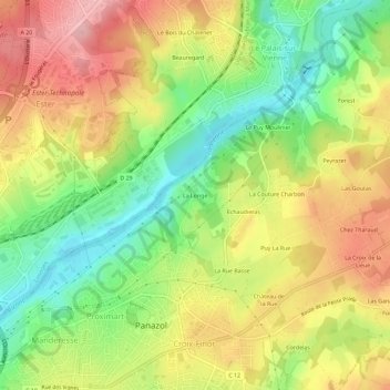 La Longe地形图、海拔、地势