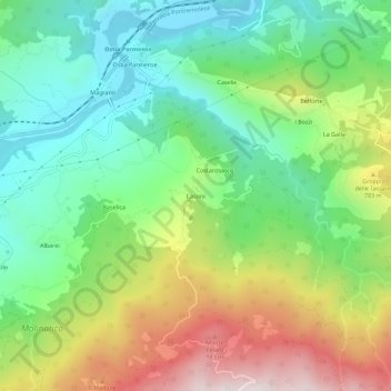 Casoni地形图、海拔、地势