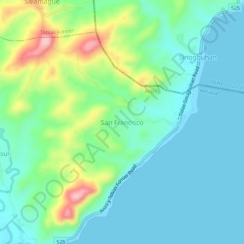 San Francisco地形图、海拔、地势