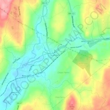 South Barre地形图、海拔、地势