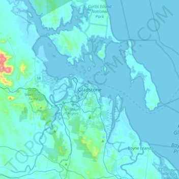 Gladstone地形图、海拔、地势