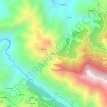 Kandhar地形图、海拔、地势