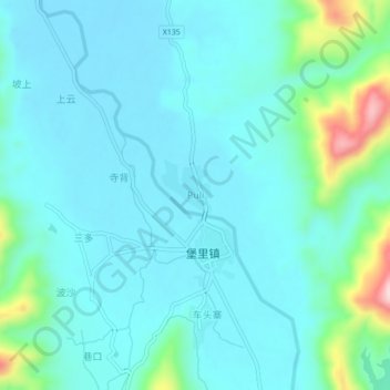 Puli地形图、海拔、地势