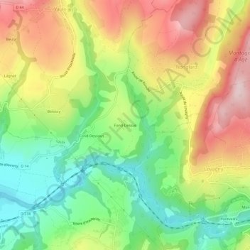Fond-Dessus地形图、海拔、地势