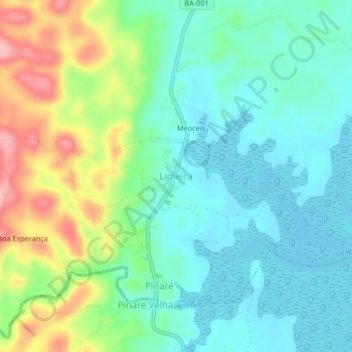 Limeira地形图、海拔、地势
