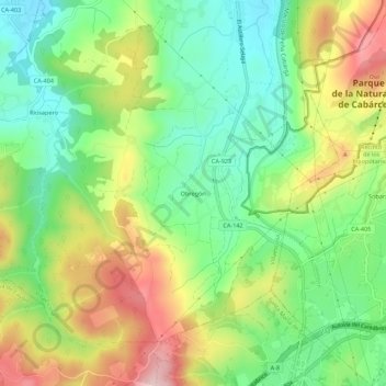 Obregón地形图、海拔、地势