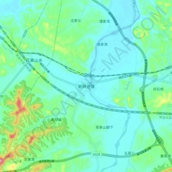 谢林港镇地形图、海拔、地势