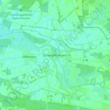 Schwachhausen地形图、海拔、地势