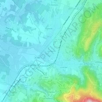 Les Teppes地形图、海拔、地势