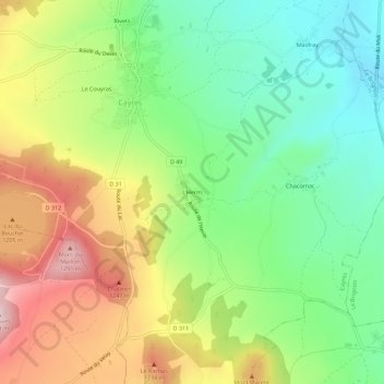 L'Herm地形图、海拔、地势