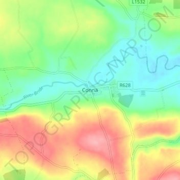 Conna地形图、海拔、地势