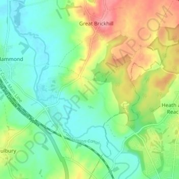 Bragenham地形图、海拔、地势