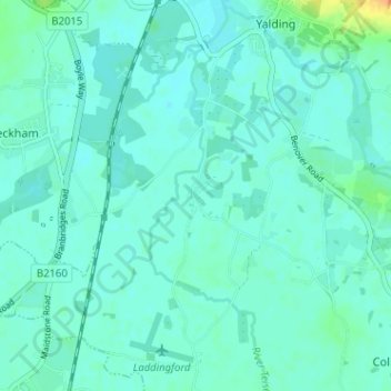 Laddingford地形图、海拔、地势