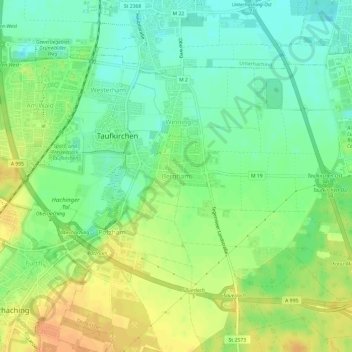 Bergham地形图、海拔、地势