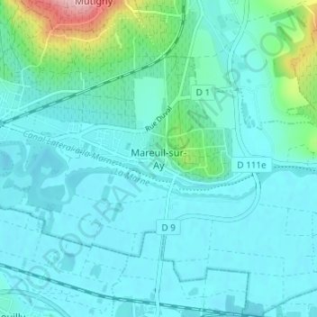 Mareuil-sur-Ay地形图、海拔、地势