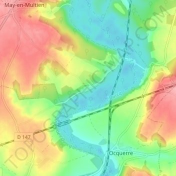 Vernelle地形图、海拔、地势