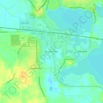 Wawasee Village地形图、海拔、地势