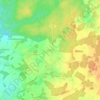 Les Musets地形图、海拔、地势