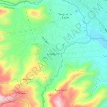 Yaruquíes地形图、海拔、地势