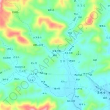 舒家地形图、海拔、地势