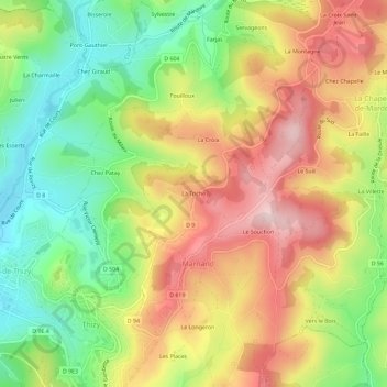 La Triche地形图、海拔、地势